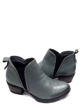 MIZ MOOZ LEATHER BOOTIE SIDE ZIP / GORE GUNMETAL GRAY 37EU / 7US NEW B - 03